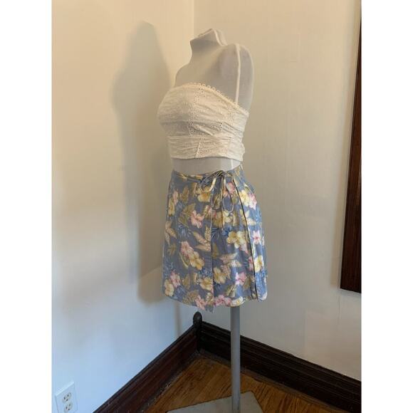Jennifer Moore VTG y2k 90s 2000s Floral Wrap Skort Tie Skirt Tropical 6 Cotton - Picture 7 of 16